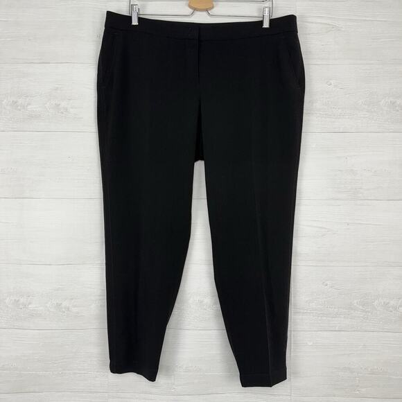 AKRIS Punto Trouser Dress Pants Womens 14 Black Crepe Tapered Leg Minimalist - Picture 16 of 16
